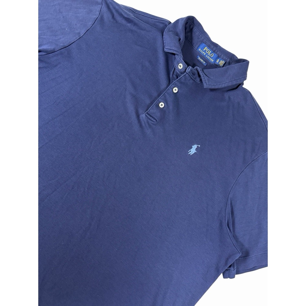 Polo Ralph Lauren Polo Shirt Mens XL Navy Blue Classic Fit Cotton Small Pony